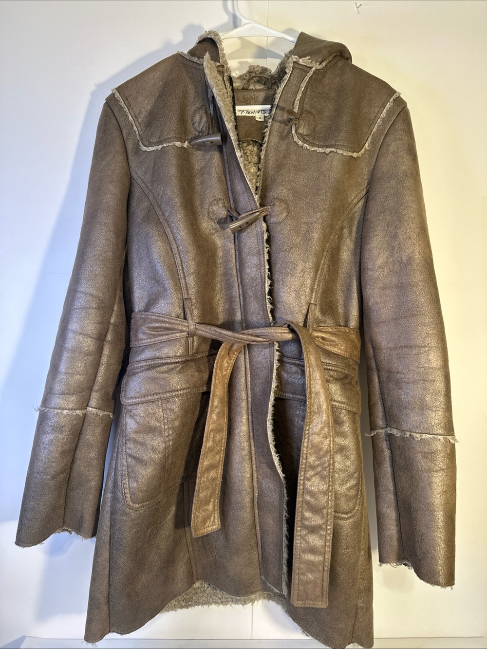 Kenneth Cole New York Hooded Coat in Brown